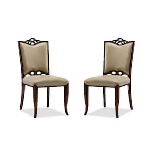 Regent Cream and Walnut Faux Leather Dining Chair (Set of 2)