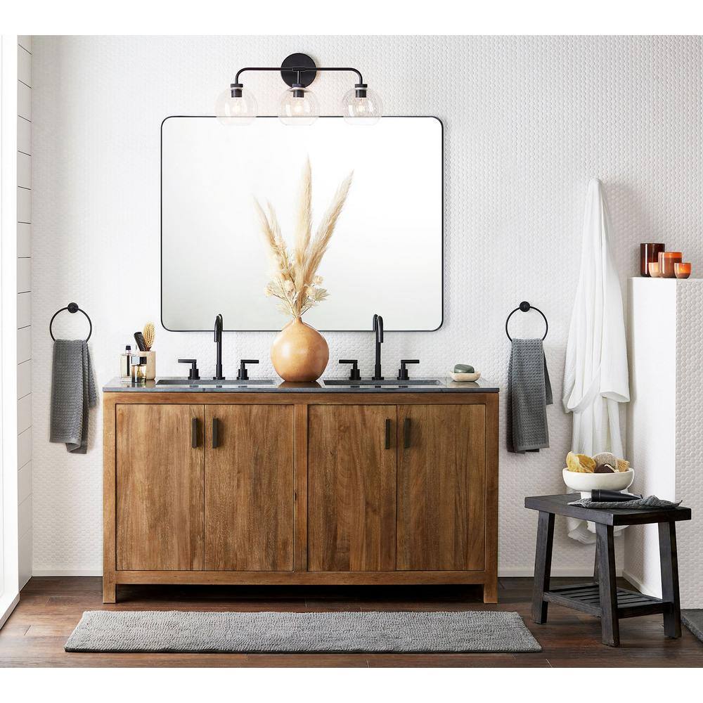 Bronze and Silver Rectangular Bathroom Vanity Mirror