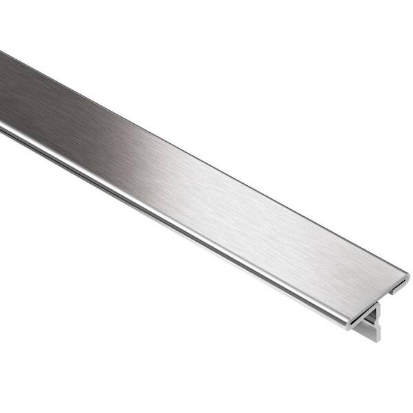 Schluter Reno-T Brushed Stainless Steel 1 in. x 8 ft. 2-1/2 in. Metal T-Shaped Tile Edging Trim T9/25EB The Home Depot