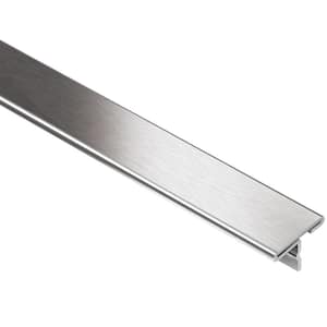 Reno-T Brushed Stainless Steel 17/32 in. x 8 ft. 2-1/2 in. Metal T-Shaped Tile Edging Trim