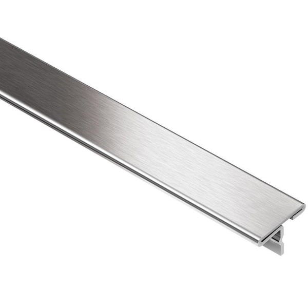 Schluter Reno-T Brushed Stainless Steel 1 in. x 8 ft. 2-1/2 in. Metal T-Shaped Tile Edging Trim