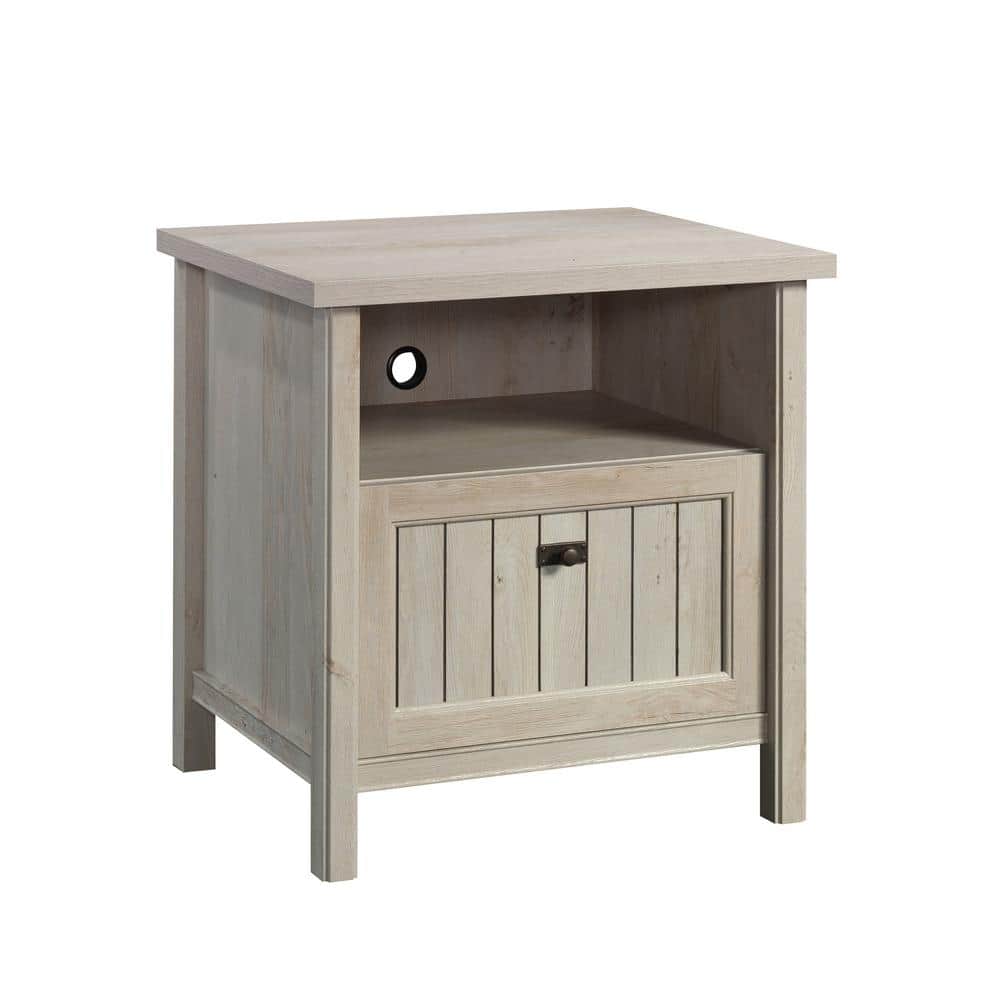 Chalked Chestnut Engineered Wood Nightstand with Cubbyhole Storage