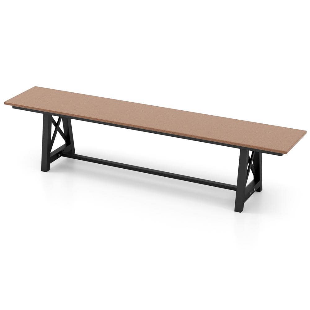 3-Person to 4-Person Outdoor HDPE Backless Bench with Metal Frame