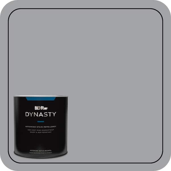BEHR DYNASTY 1 qt. #N530-4 Power Gray One-Coat Hide Satin Enamel Interior Stain-Blocking Paint and Primer