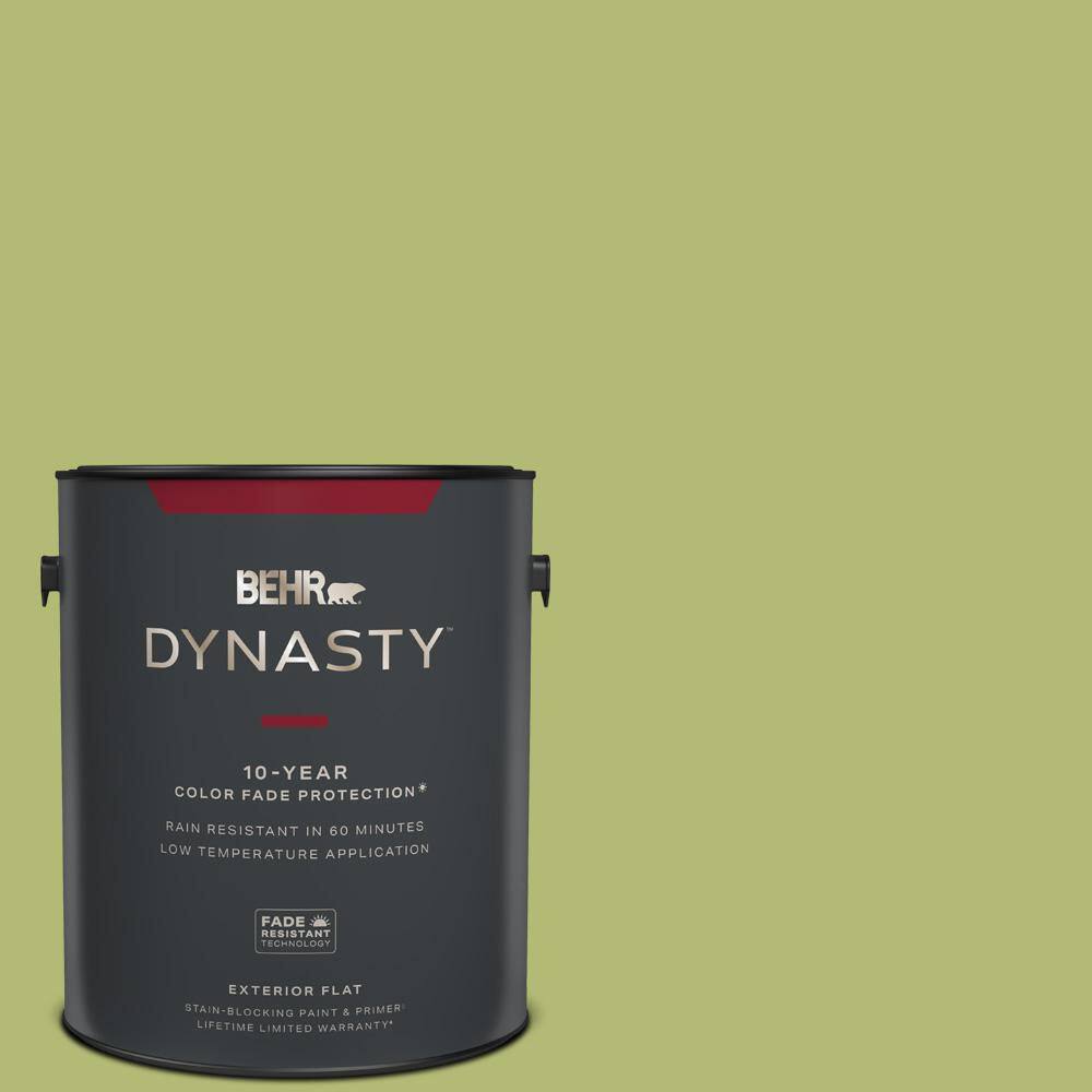 BEHR DYNASTY 1 gal. 410D4 Asparagus Flat Exterior StainBlocking Paint & Primer 465301 The