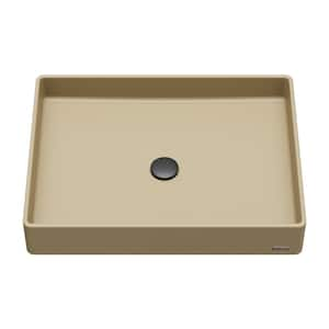 SQS500 23-5/8 in. Quartz Rectangular Vessel Bathroom Sink in Yellow Pale Gold