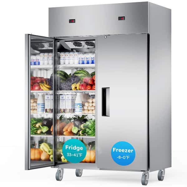 48 in. 38 cu. ft. Stainless Steel Combo Refrigerator and Freezer, Dual Zone Commercial Silver
