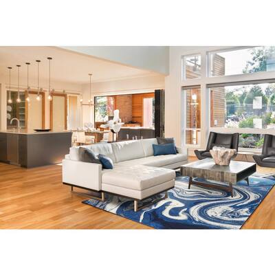 Watercolors Blue Palette 5 ft. x 8 ft. Abstract Area Rug