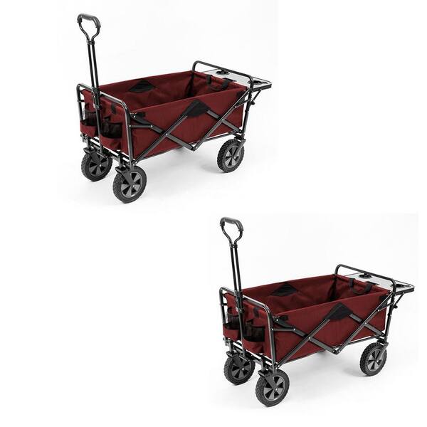 mac sports collapsible outdoor utility wagon with folding table