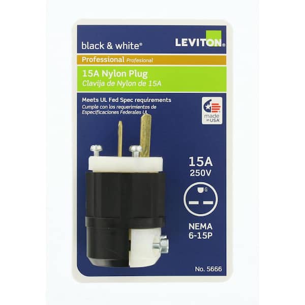 NEMA 6-15P 15A 250V Heavy-Duty Industrial Plug – 3-Pole Straight Blade Male Connector