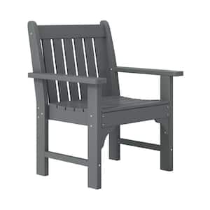Laguna Outdoor Patio Weather Resistant Poly Plastic Garden Arm Chair in Gray