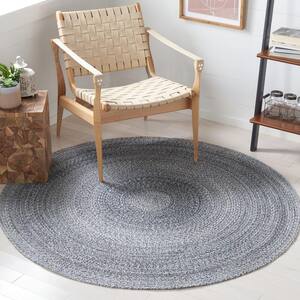 Braided Dark Gray Light Blue 6 ft. x 6 ft. Abstract Round Area Rug