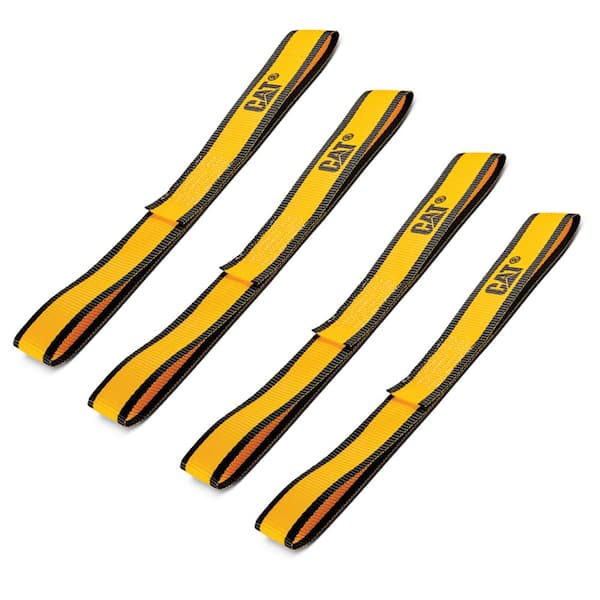 CAT 12 in. x 1-1/2 in. 1000 lbs. Load Capacity Soft Hook Tie-Down Straps Yellow (4-Piece)