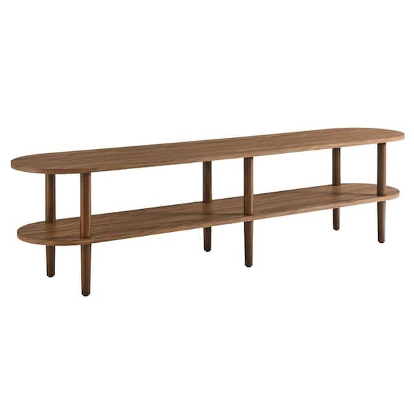 Torus 70 in. Oval Wood TV Stand in Walnut