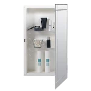 16 in. W x 26 in. H Frameless White Recessed/Surface Mount Medicine Cabinet with Mirror Swing Door in Stainless Steel