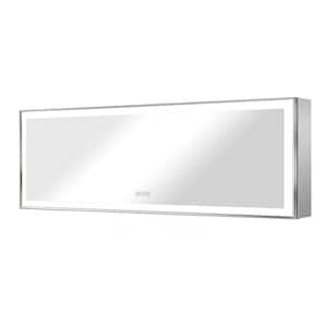 Nova 60 in. W x 20 in. H Rectangular Aluminum Recessed/Wall Mount Dimmable Fogless Lighted Medicine Cabinet with Mirror