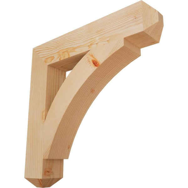 Ekena Millwork 3.5 in. x 22 in. x 22 in. Douglas Fir Thorton Craftsman Smooth Bracket
