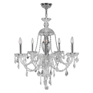Provence Collection 5-Light Polished Chrome Chandelier with Clear Crystal