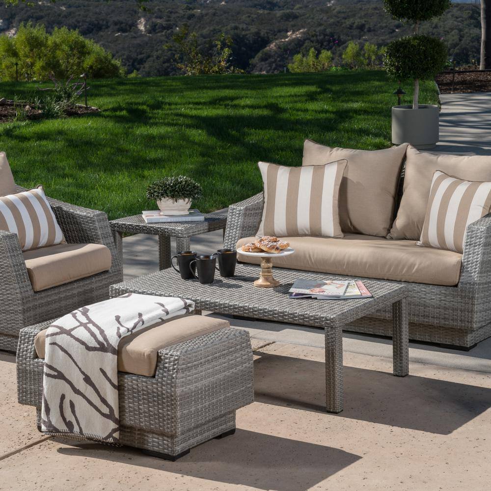 Cannes Maxim 5-Person Beige Outdoor Seating Set with Sunbrella Cushions