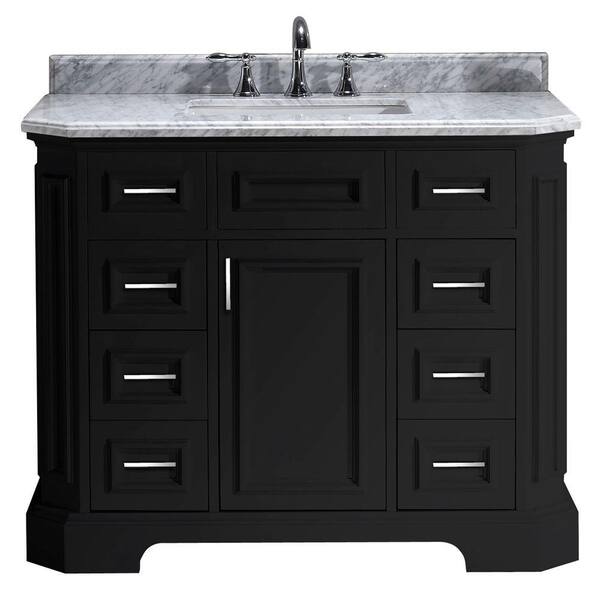 Home Decorators Collection Bristol 42 in. Vanity in Black with Marble Vanity Top in Carrara White