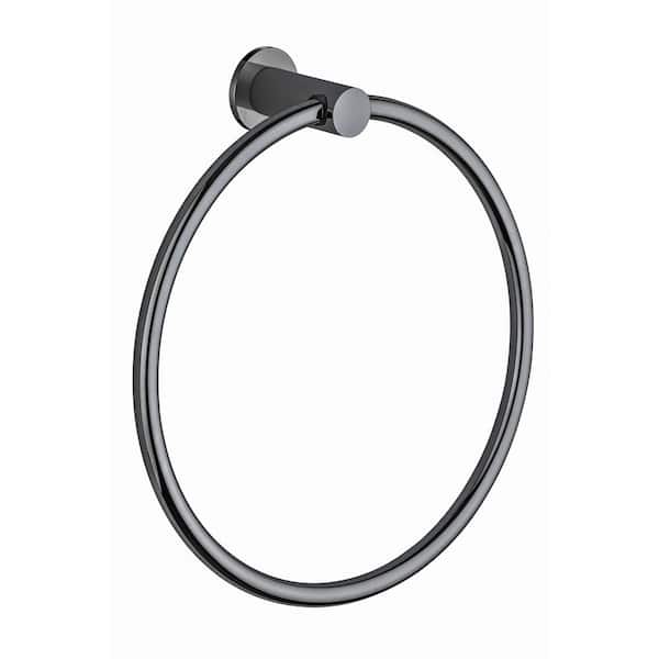 Round Collection Wall Mounted Bathroom Towel Ring in Matte Black