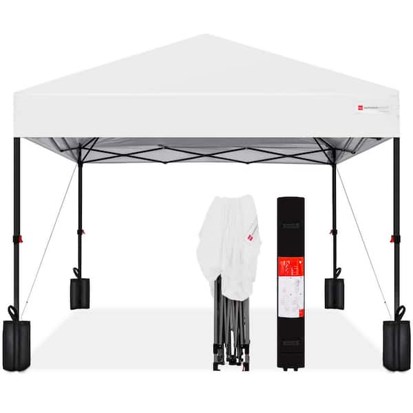 Best Choice Products 10 ft. x 10 ft. White Easy Setup Pop Up Canopy Instant Portable Tent w/1-Button Push and Carry Case