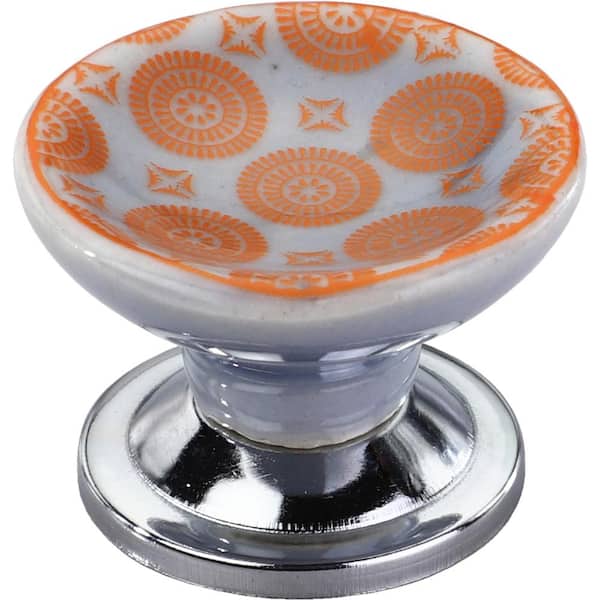 Rosette 1-1/2 in. Orange Cupped Cabinet Knob