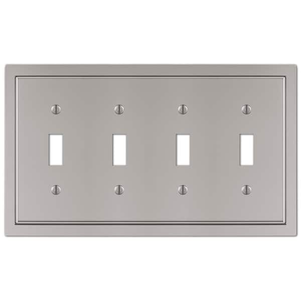 AMERELLE Averly 4 Gang Toggle Metal Wall Plate - Satin Nickel