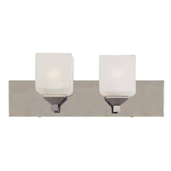 Bel Air Lighting Edwards 18.25 in. 2-Light Pewter Bathroom Vanity Light Fixture with Frosted Glass Shades