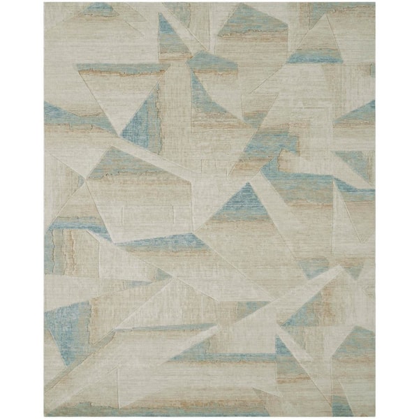 Ventura 2 ft. x 3 ft. Naturals/Azure Abstract Washable Area Rug