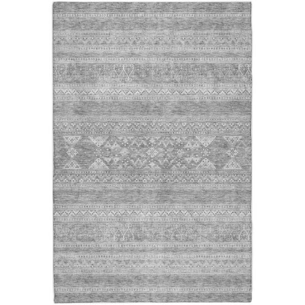 Dream Shag Premium Machine Washable Abstract ADS714 Silver 8 ft. x 10 ft. Area Rug