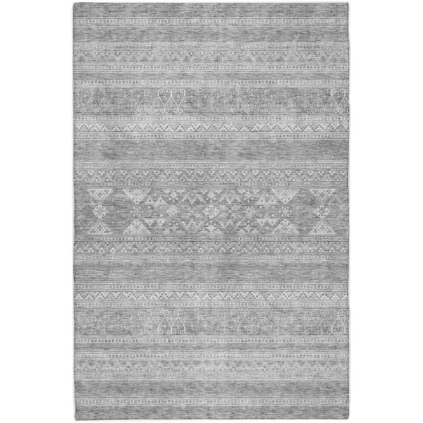 Dream Shag Premium Machine Washable Abstract ADS714 Silver 9 ft. x 12 ft. Area Rug