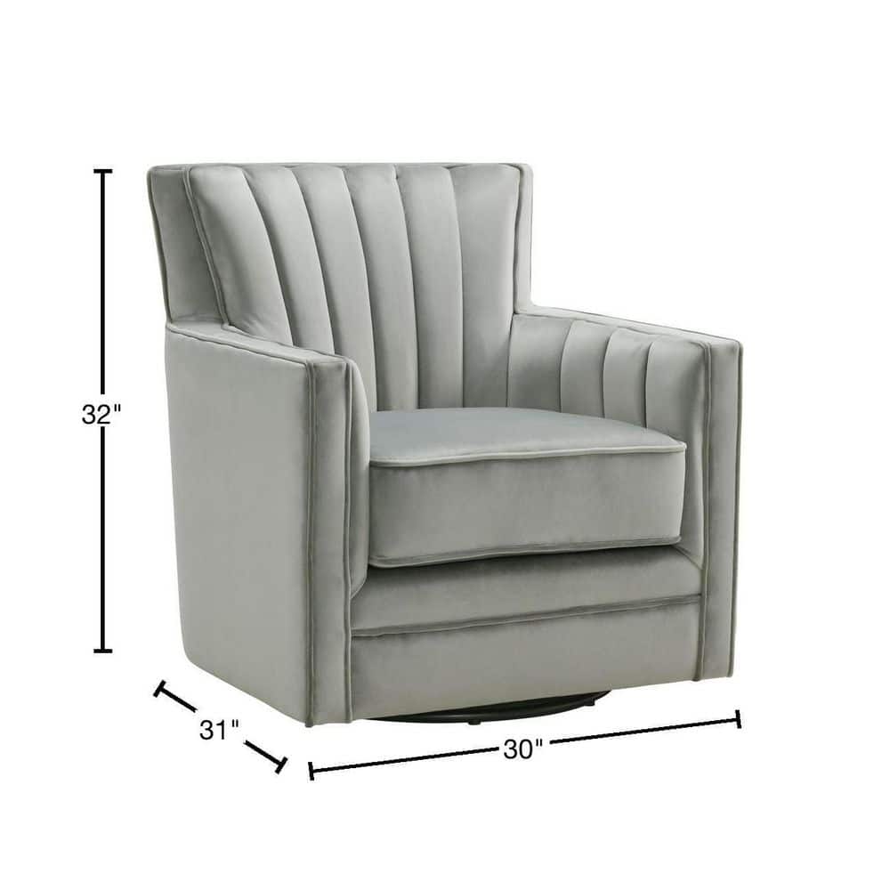 Contemporary Royale Gun Metal Velvet Swivel Accent Chair