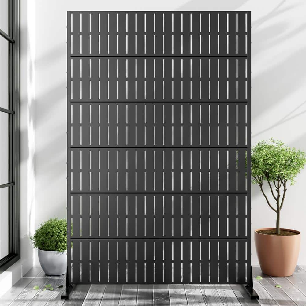 72 in. H x 47 in. W Wall Sculptures Outdoor Privacy Screens Garden Fence in Black price history on PriceWatchPro