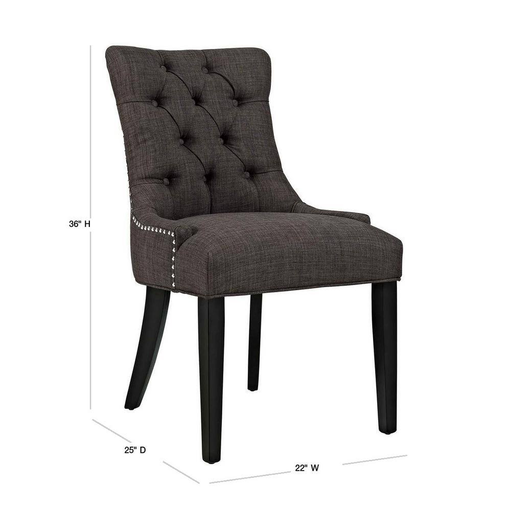 Regal Elegance Brown Upholstered Parsons Side Chair with Nailhead Trim