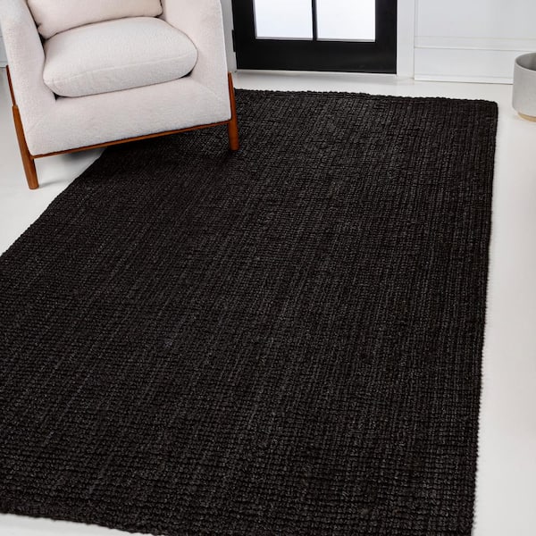 JONATHAN Y Pata Hand Woven Chunky Jute Black 5 ft. x 8 ft. Area Rug