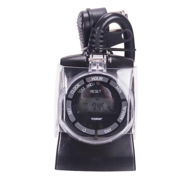 15 Amp 24/7 Outdoor Digital Multi-Settings Timer with Swing-Up Cover Grounded 3-Conductor 2-Outlet