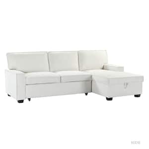 Zavier 2-Pieces 89 in. White Polyester 3 Seats Pull Out Sleeper Right Facing Sectionals in White Family