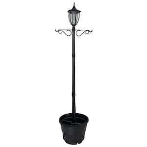 Crestmont 1-Light Outdoor Black Integrated LED Lamp Post and Planter
