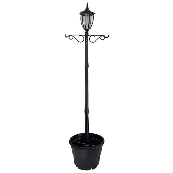 Sun-Ray Crestmont 1-Light Outdoor Black Integrated LED Lamp Post and Planter
