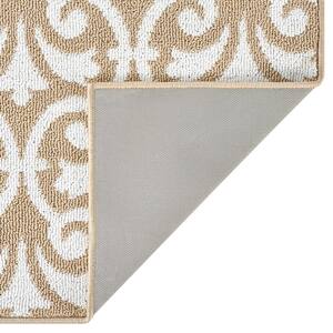 Beige and White 26 in. x 72 in. Medallion Washable Non-Skid Runner Rug