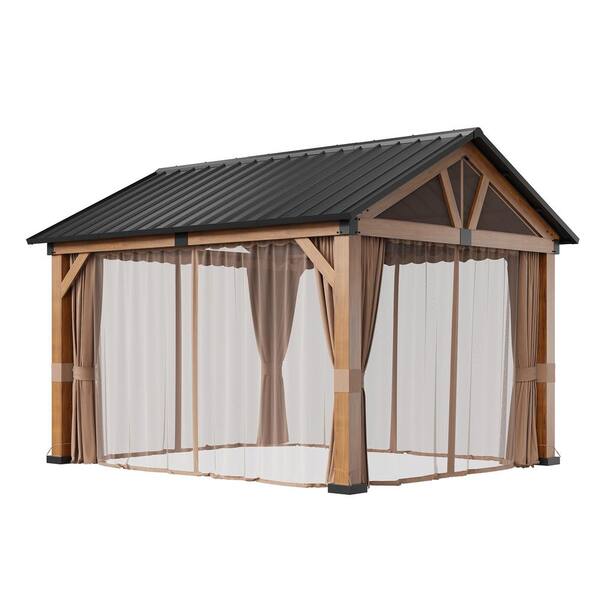 GOSICK パネル 12個 Clihome 10 ft. x 12 ft. Wood Grain Galvanized Steel Roof