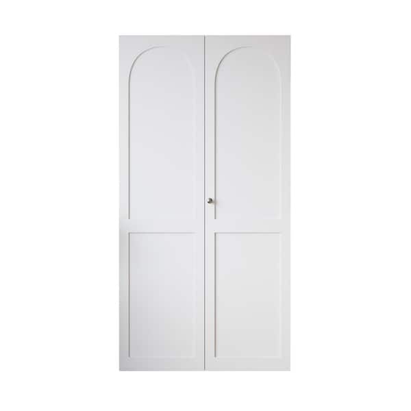 Arch Top 36 in. x 78 in. Solid Core White Primed MDF Wood Closet Bi-fold Door With Installation Hardware Kit