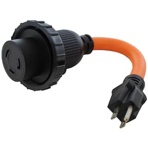 1 ft. 10 Gauge Household Adapter 15A Plug to 30A RV/Marine L5-30R Female Connector 15 Amp Extension Cord