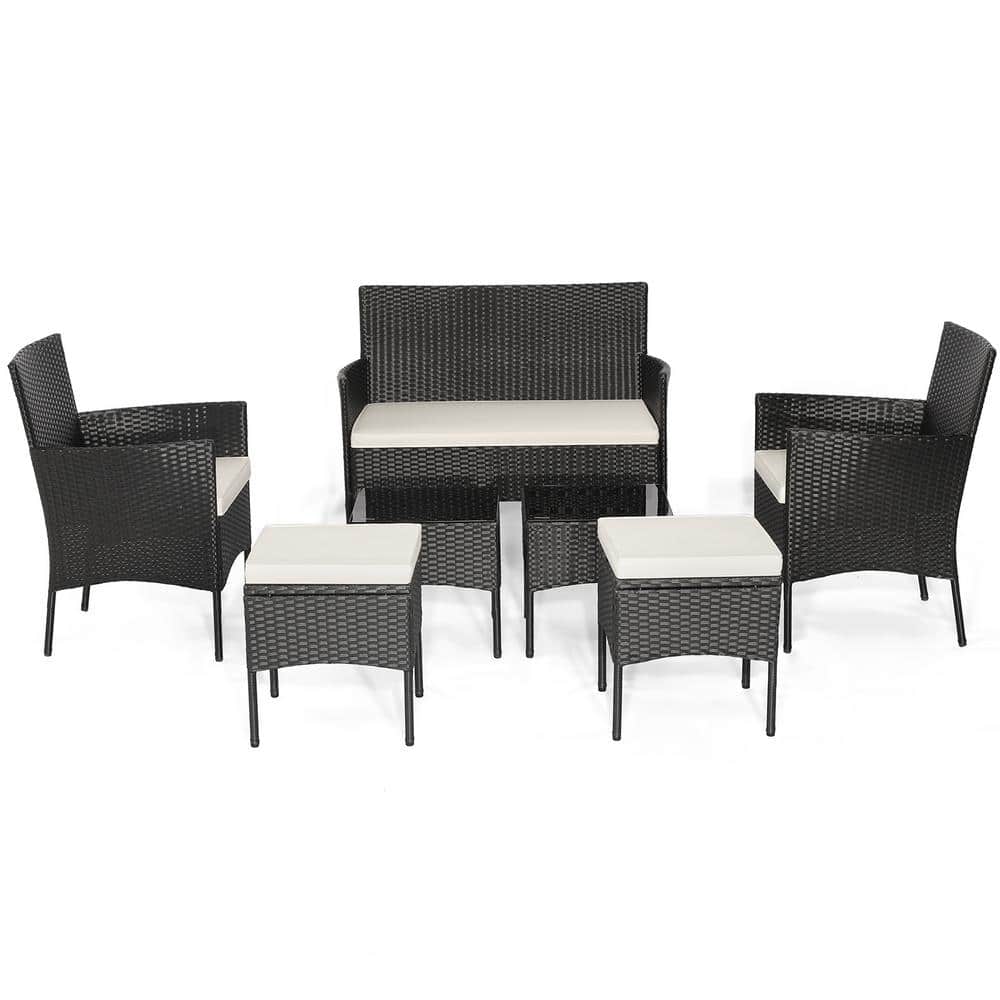 7 Piece Wicker Patio Conversation Set with Off White Cushions price history on PriceWatchPro