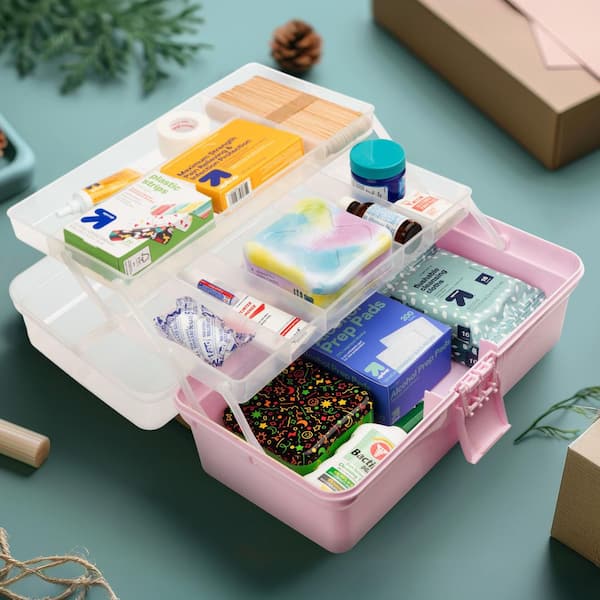 Stalwart 14 in. L x 7.87 in. W Plastic Tackle Box Organizer, Pink