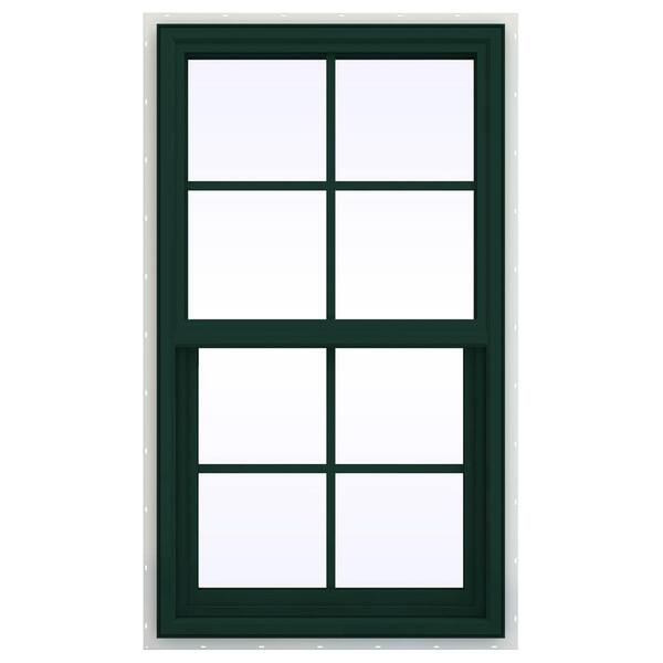 JELD-WEN 23.5 in. x 41.5 in. V-4500 Series Single Hung Vinyl Window with Grids - Green