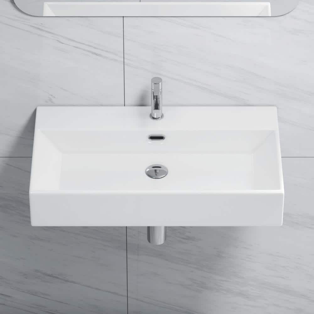 Turner 30" White Ceramic Wall-Mount Rectangular Sink