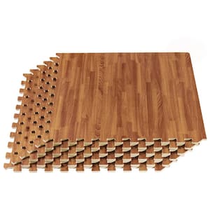 Mahogany Thick Printed Wood Grain 24 in. x 24 in. x 5/8 in. Interlocking EVA Foam Flooring Gym Mat 4 Tiles, 16 sq. ft.