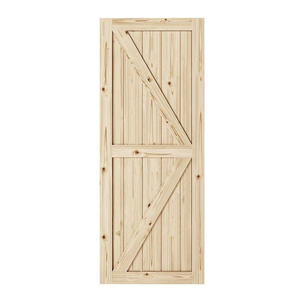 Artisan 37 in. x 84 in. KD Natural Unfinished Pine Sliding Barn Door Slab
